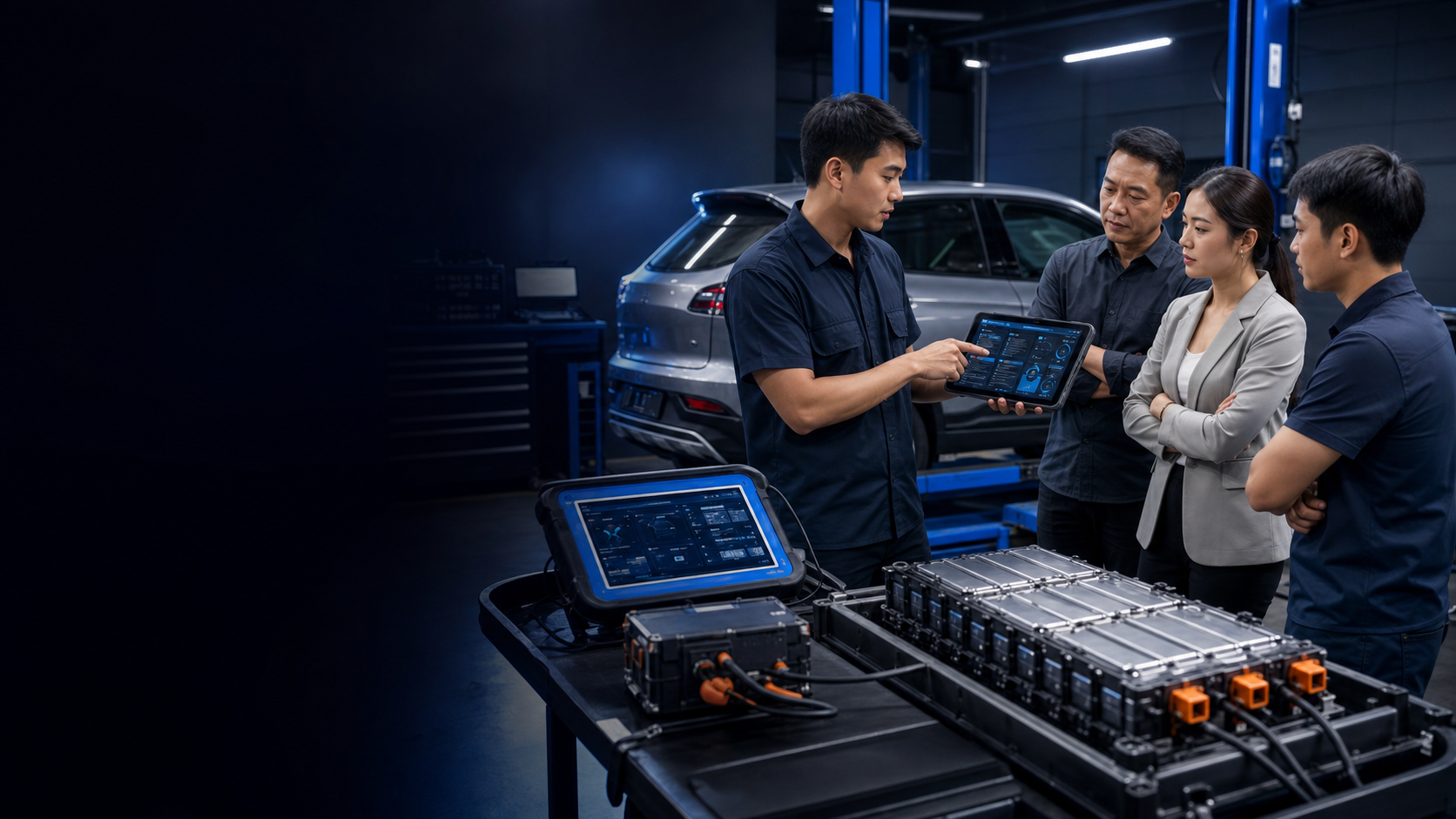 ทีมงานจอม EV Service ให้คำปรึกษางานซ่อมรถยนต์ไฟฟ้า
